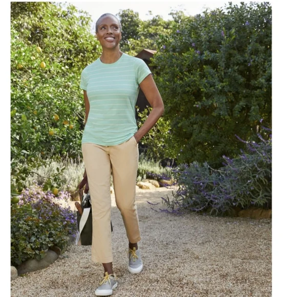 L.L. Bean Womens Lakewashed Chino Pants Mid Rise Pull On Elastic Waistband 12P - Picture 3 of 9